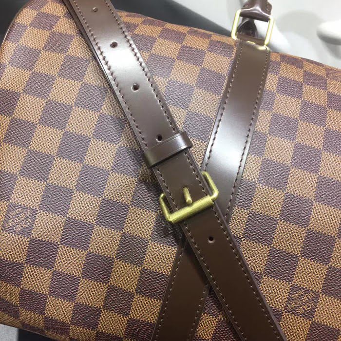 路易威登LV頂級原單KEEPALL 旅行袋 M41418 黑格皮旅行袋枕頭包 YDH1412